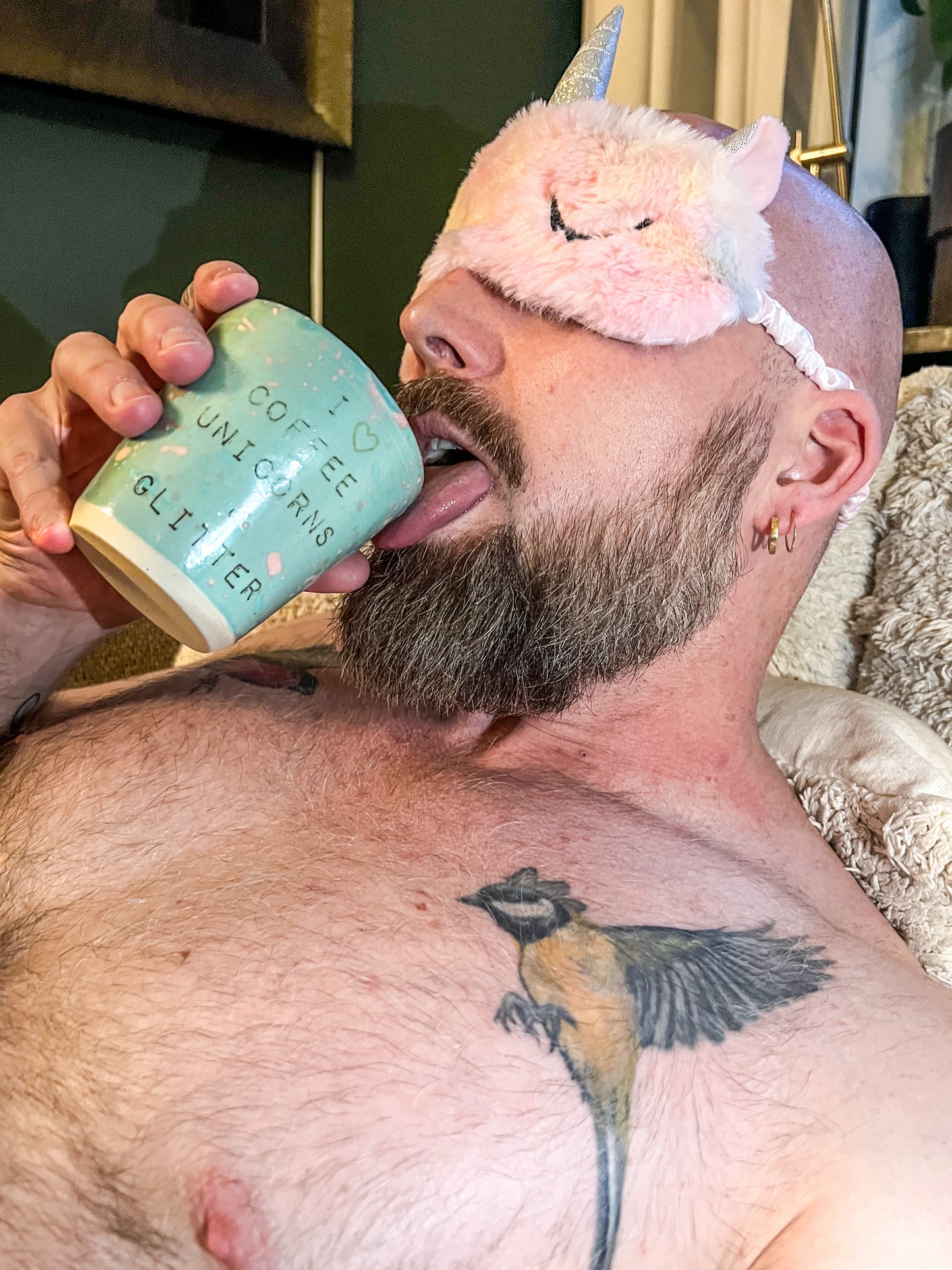 Coffee mug - I Love Coffee, Unicorns & Glitter - Turquoise