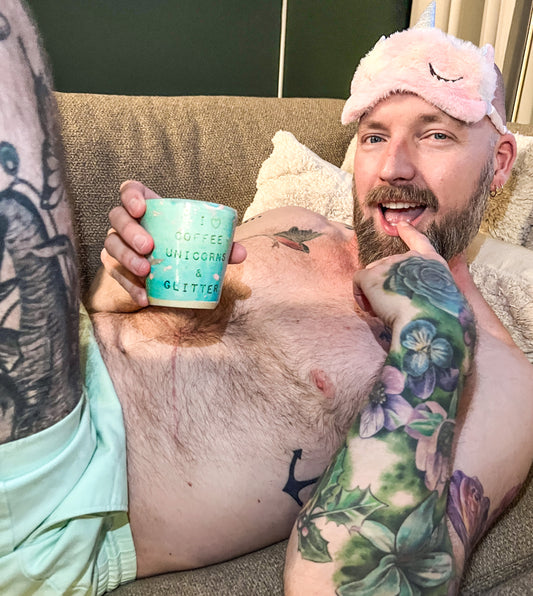 Coffee mug - I Love Coffee, Unicorns & Glitter - Turquoise