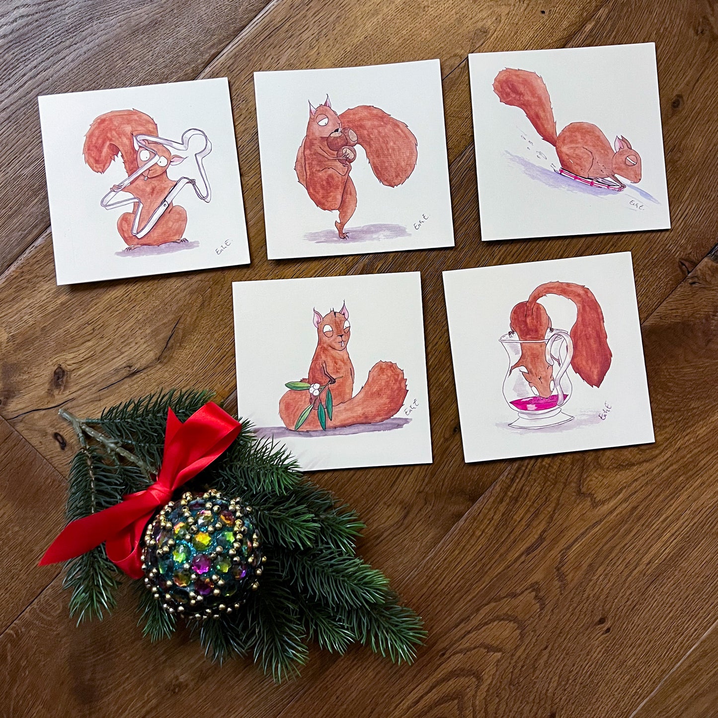 SQUIRREL X-mas cards - Folded