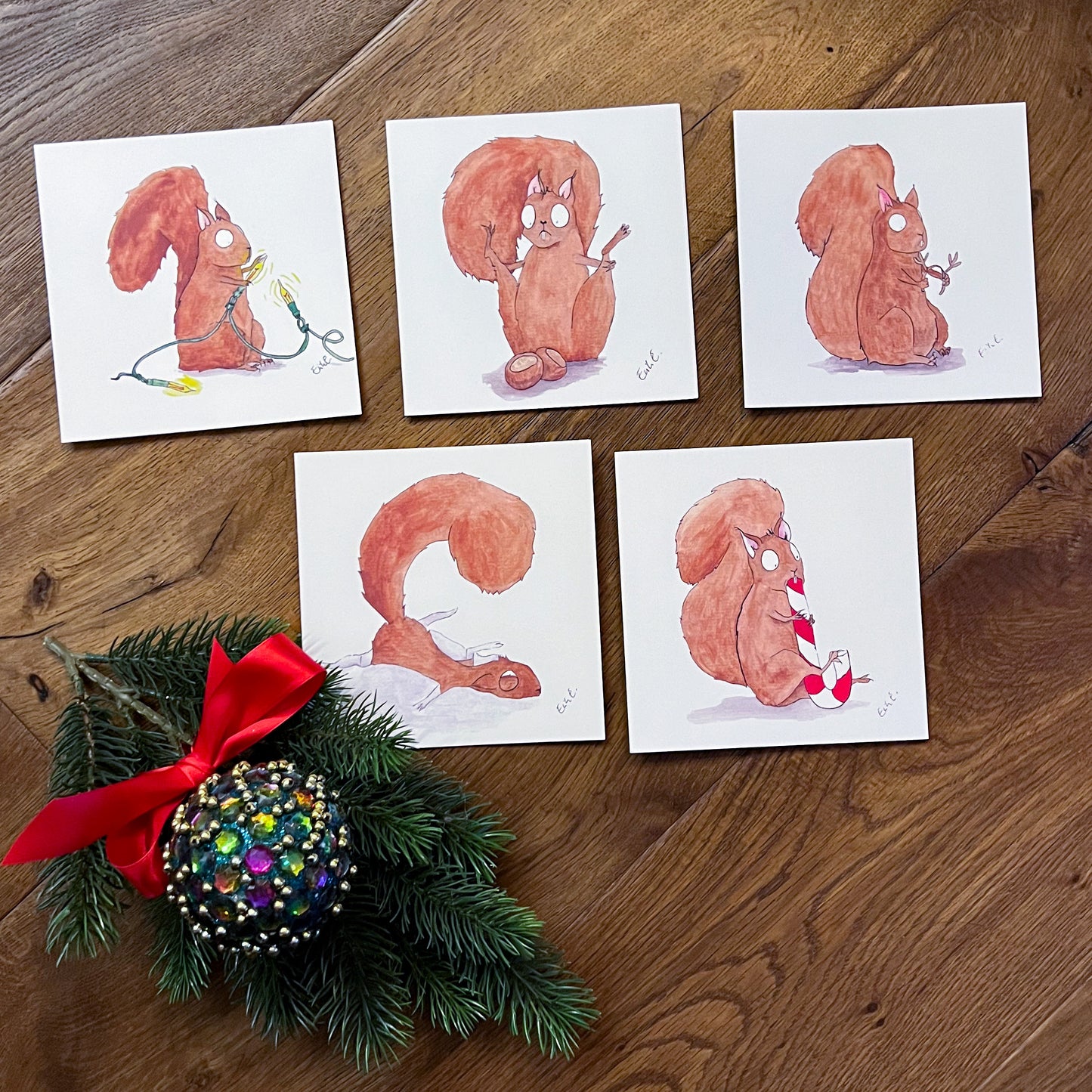 SQUIRREL X-mas cards - Folded