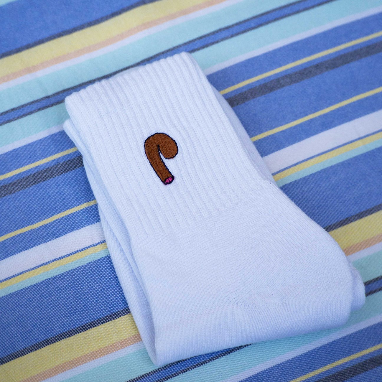 Cocks On Socks - White Socks w/Brown logo