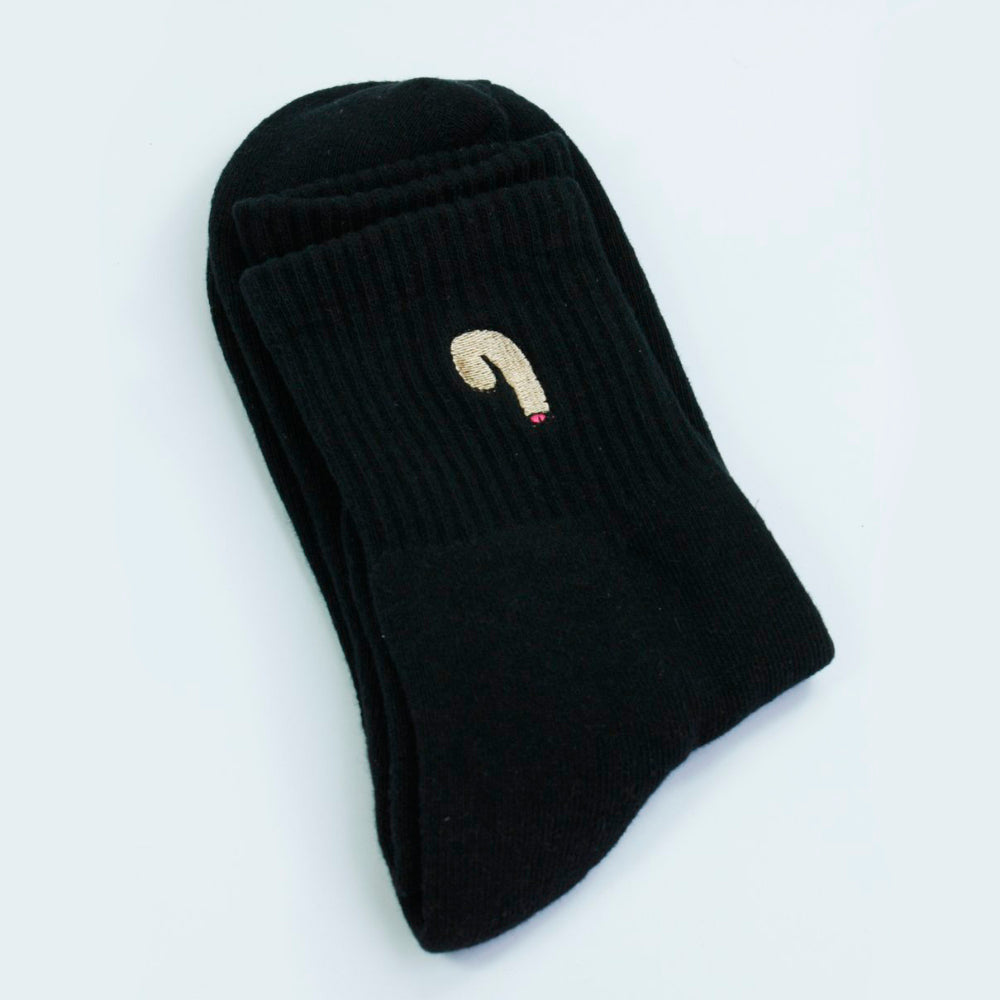 Cocks On Socks - Black Socks w/Brown logo
