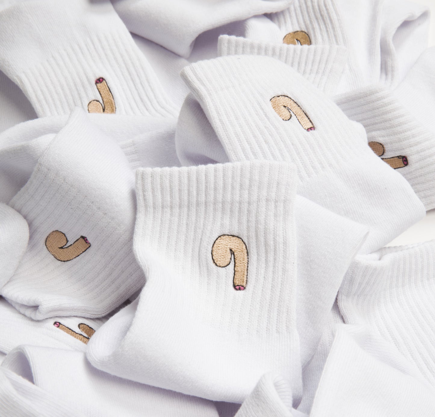 Cocks on Socks - White Socks w/Pink logo